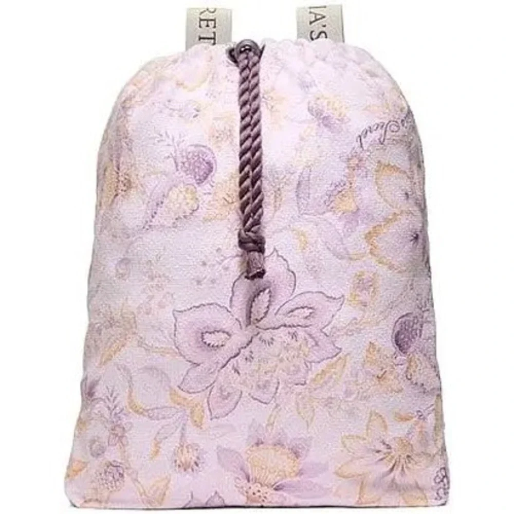 Victoria's Secret Pink Floral Print Drawstring Backpack Bag Pouch New With‎ Tags
